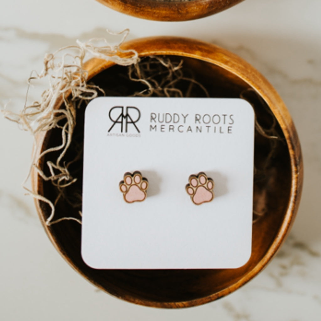 Pink Dog Paw Studs