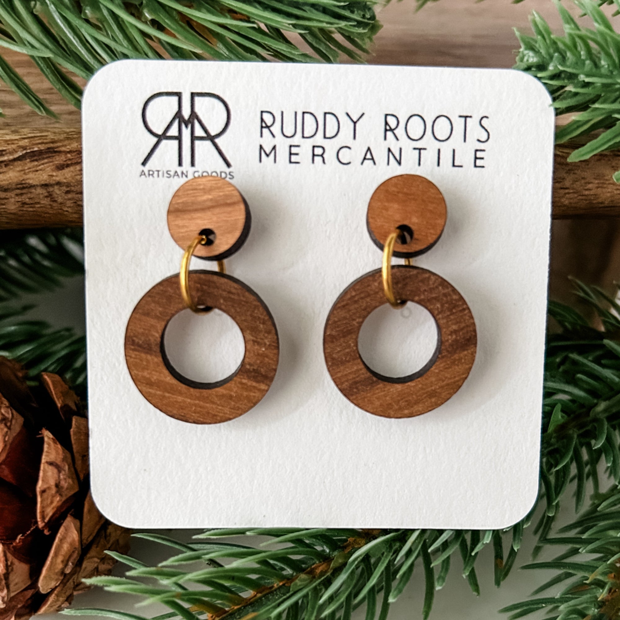 Small Cherry and Walnut Earrings