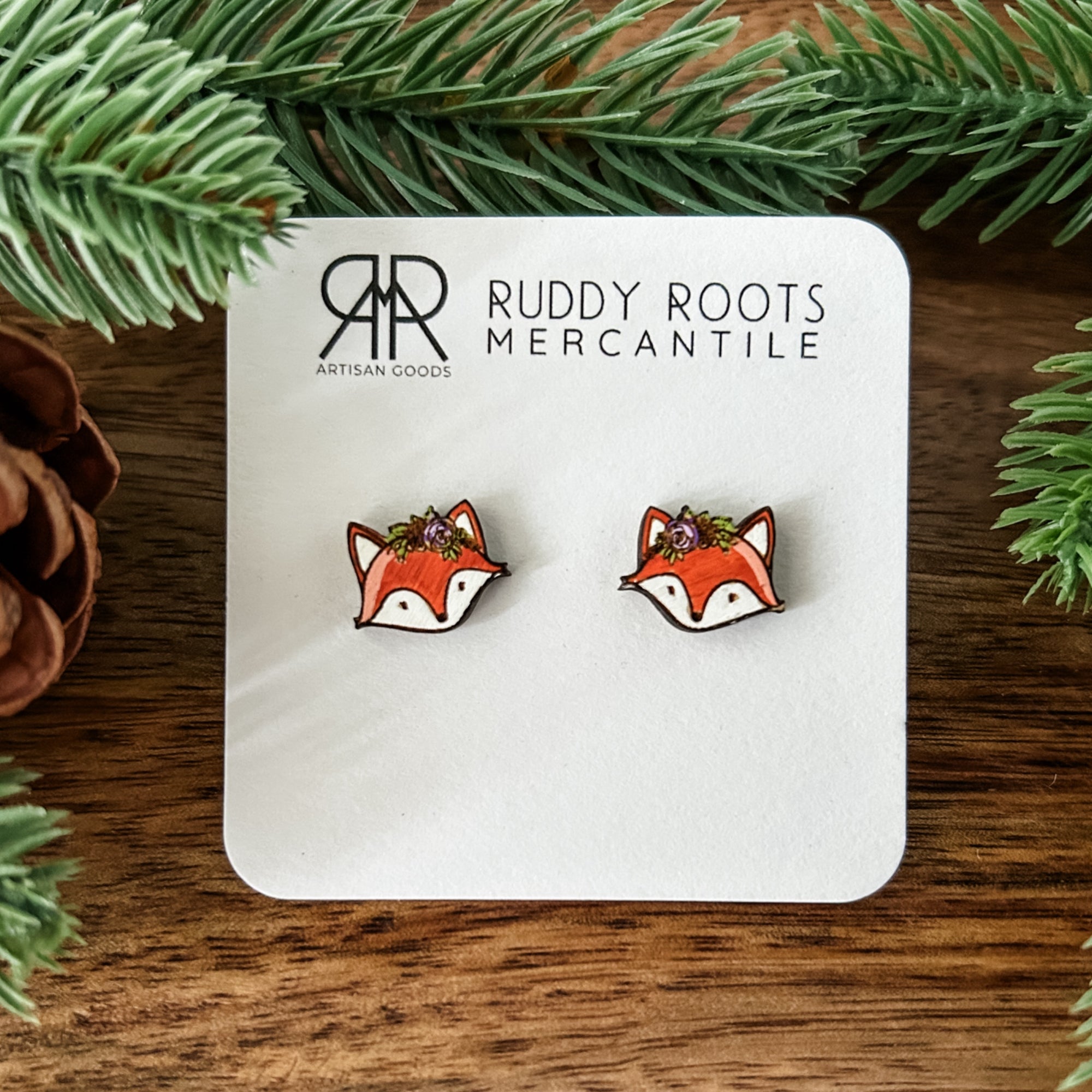 Floral Fox Studs