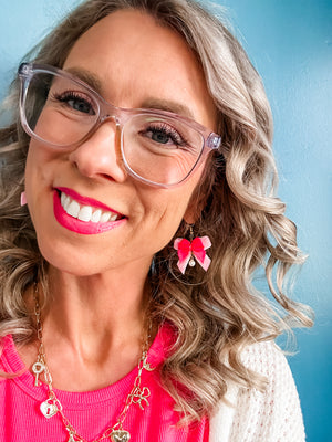 The Everly Bow Earrings Collection–Blush Rose with Pearl