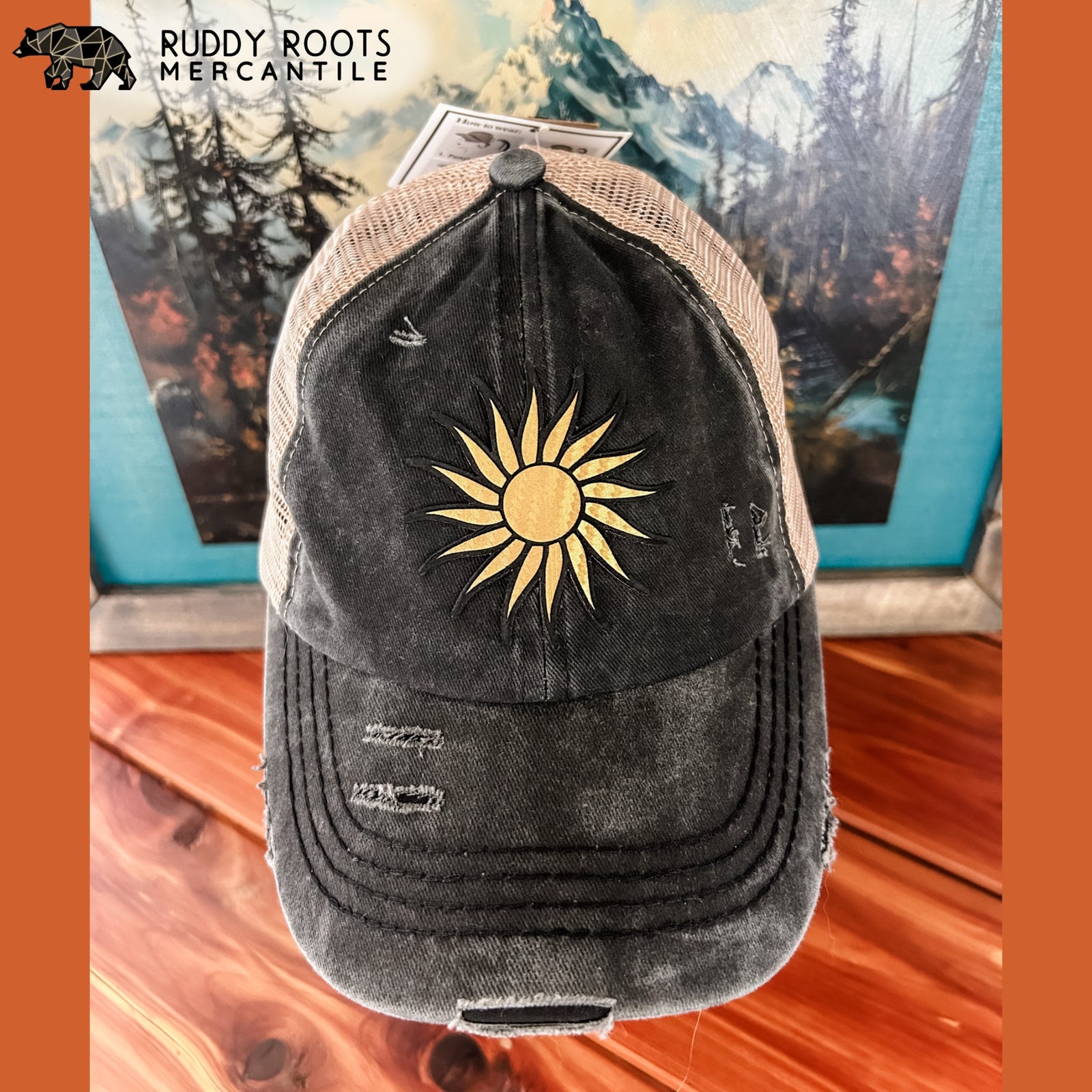 Metallic Gold Sun Patch CC Ponytail Hat