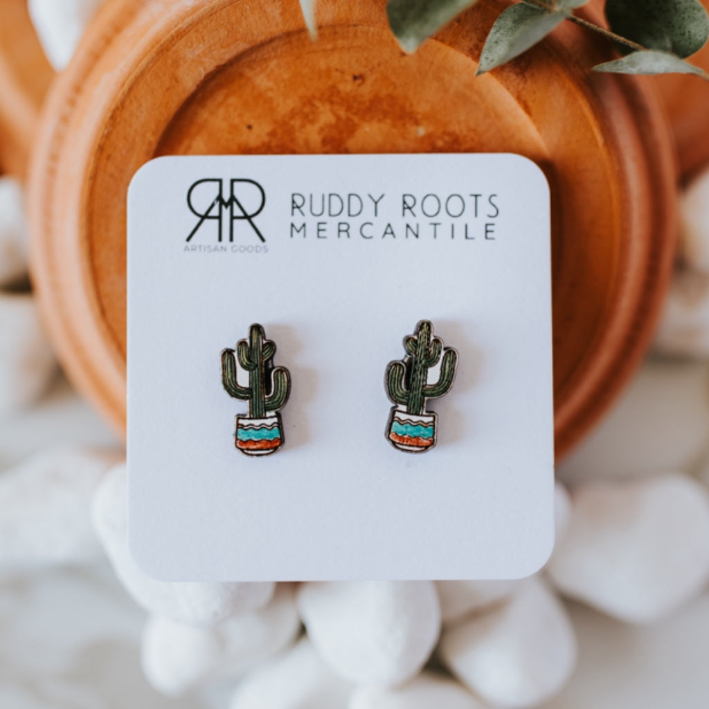 Painted Cactus Studs