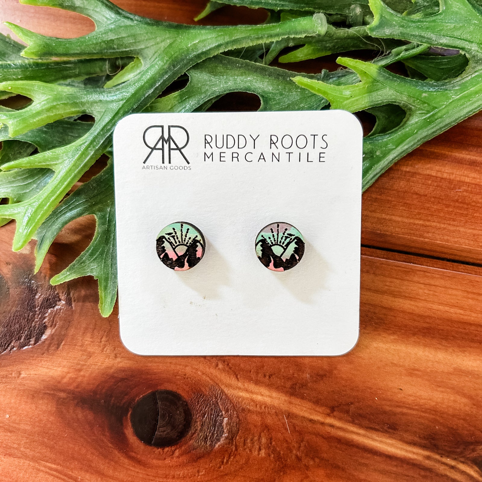 Colorful Mountain Sunrise Studs