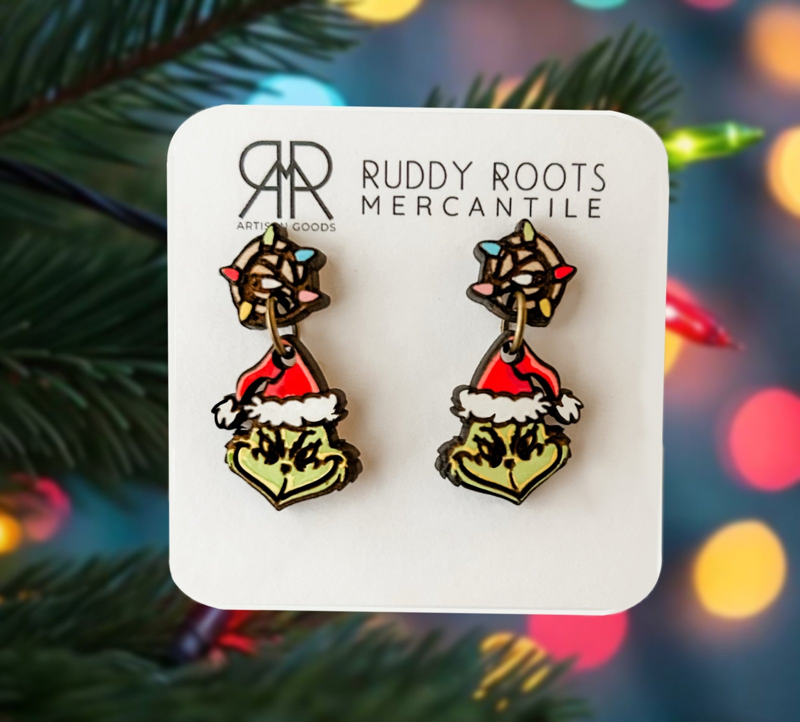 You’re a Mean One with tangled lights Christmas Dangle Earrings
