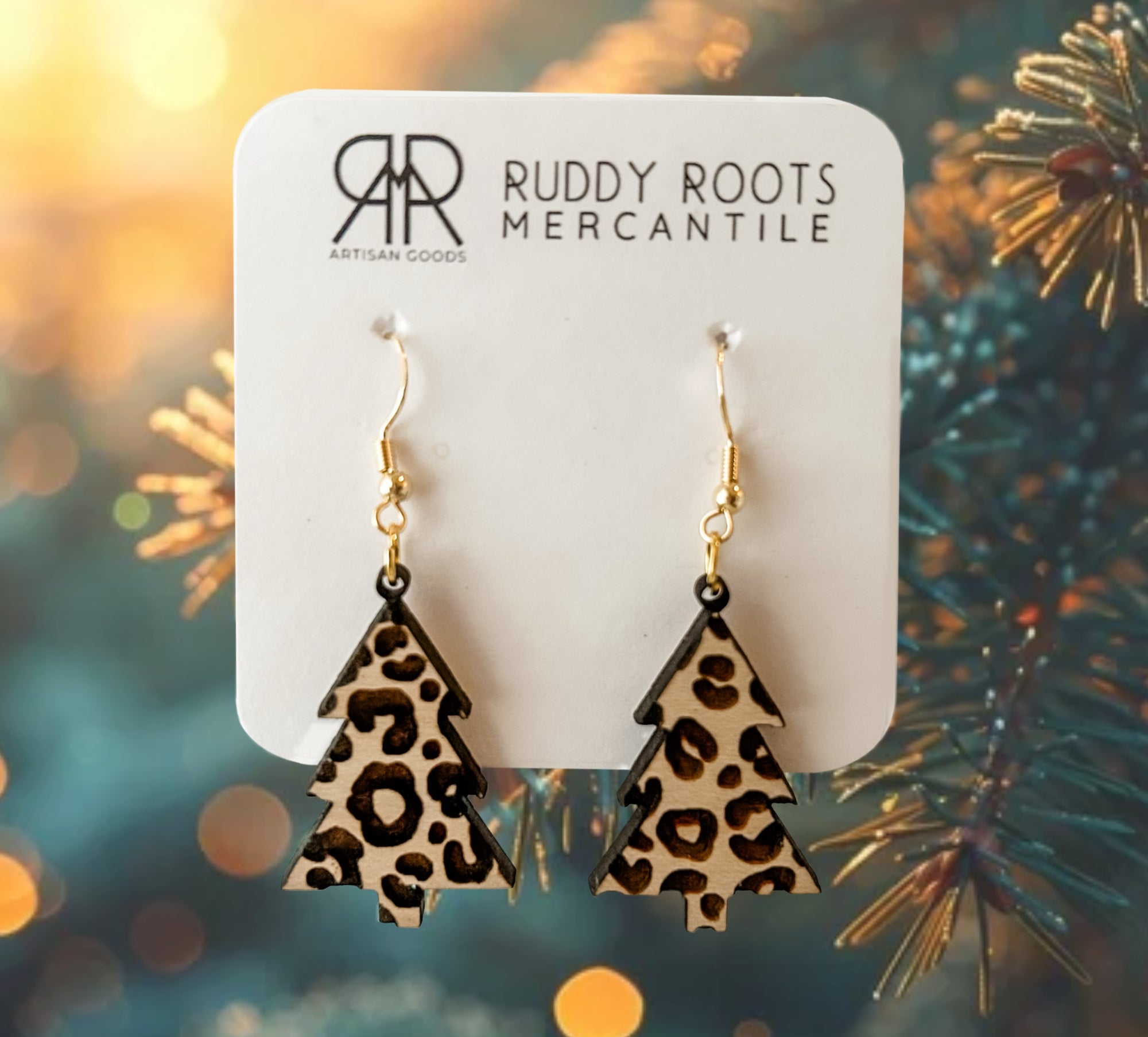 Leopard Christmas Tree earrings