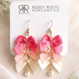 The Everly Bow Earrings Collection–Blush Cascade