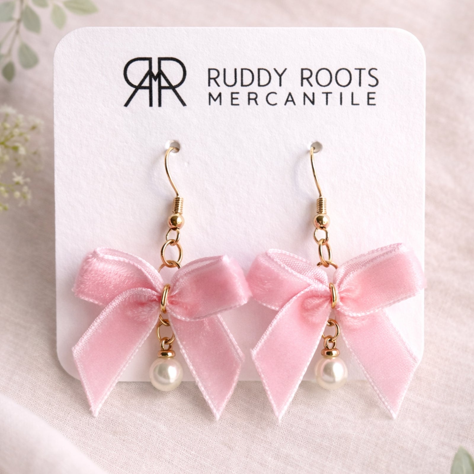 The Everly Bow Earrings Collection– Ballet Blush with Pearl