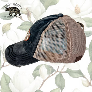 NC Magnolia Leather/Wooden Patch CC Ponytail Hat