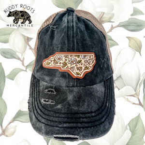 NC Magnolia Leather/Wooden Patch CC Ponytail Hat