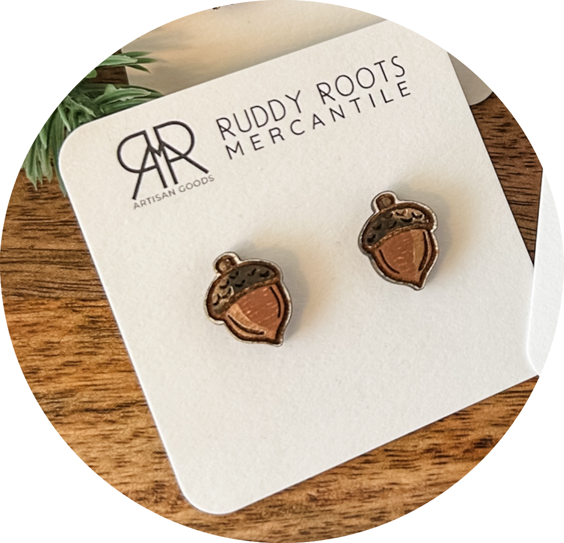 Painted Acorn Studs