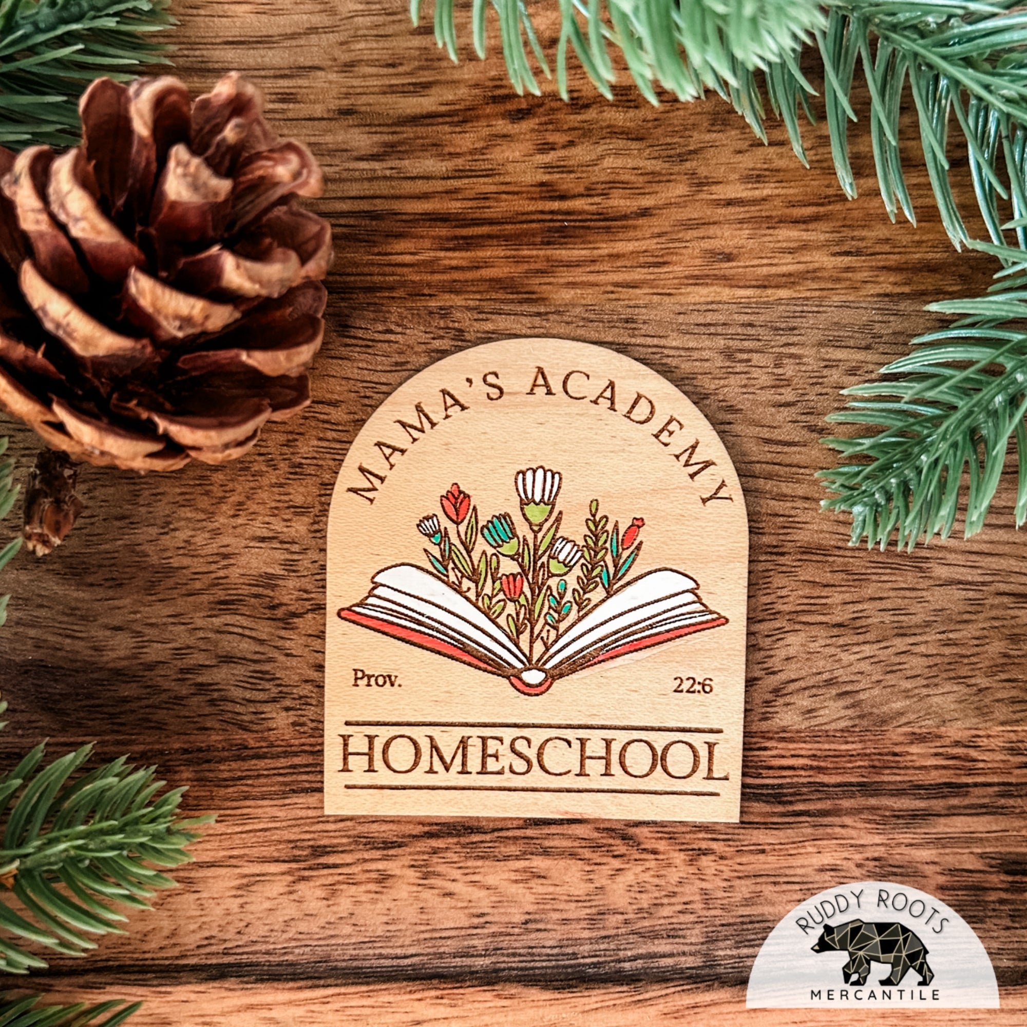 Mama's Academy Homeschool Hand-Painted Wooden Sticker