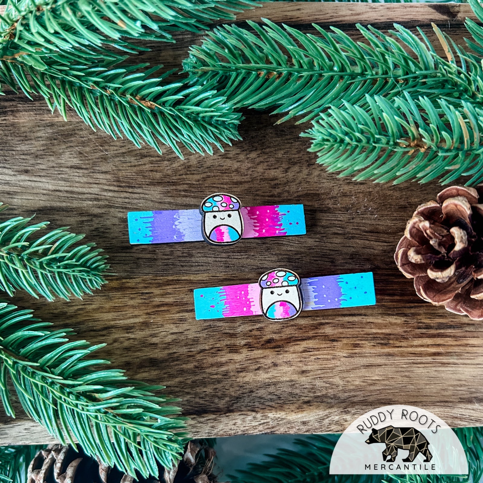 “Tie Dye” Mushroom Hair Clips