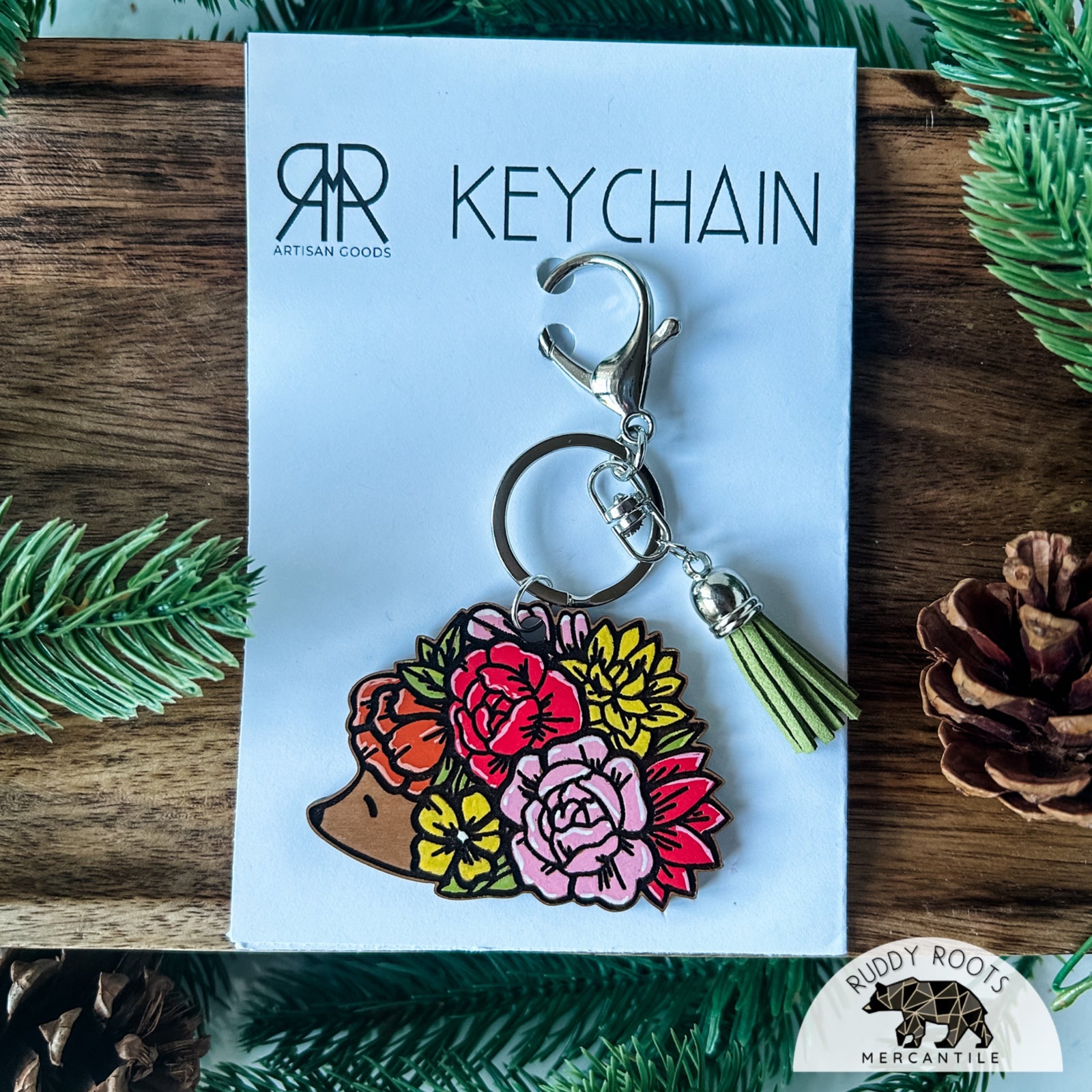 Floral Hedgehog Keychain