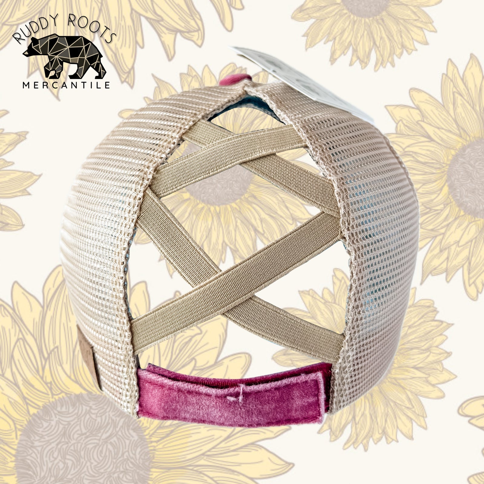 NC Strong Berry/Beige Leather Patch CC Ponytail Hat