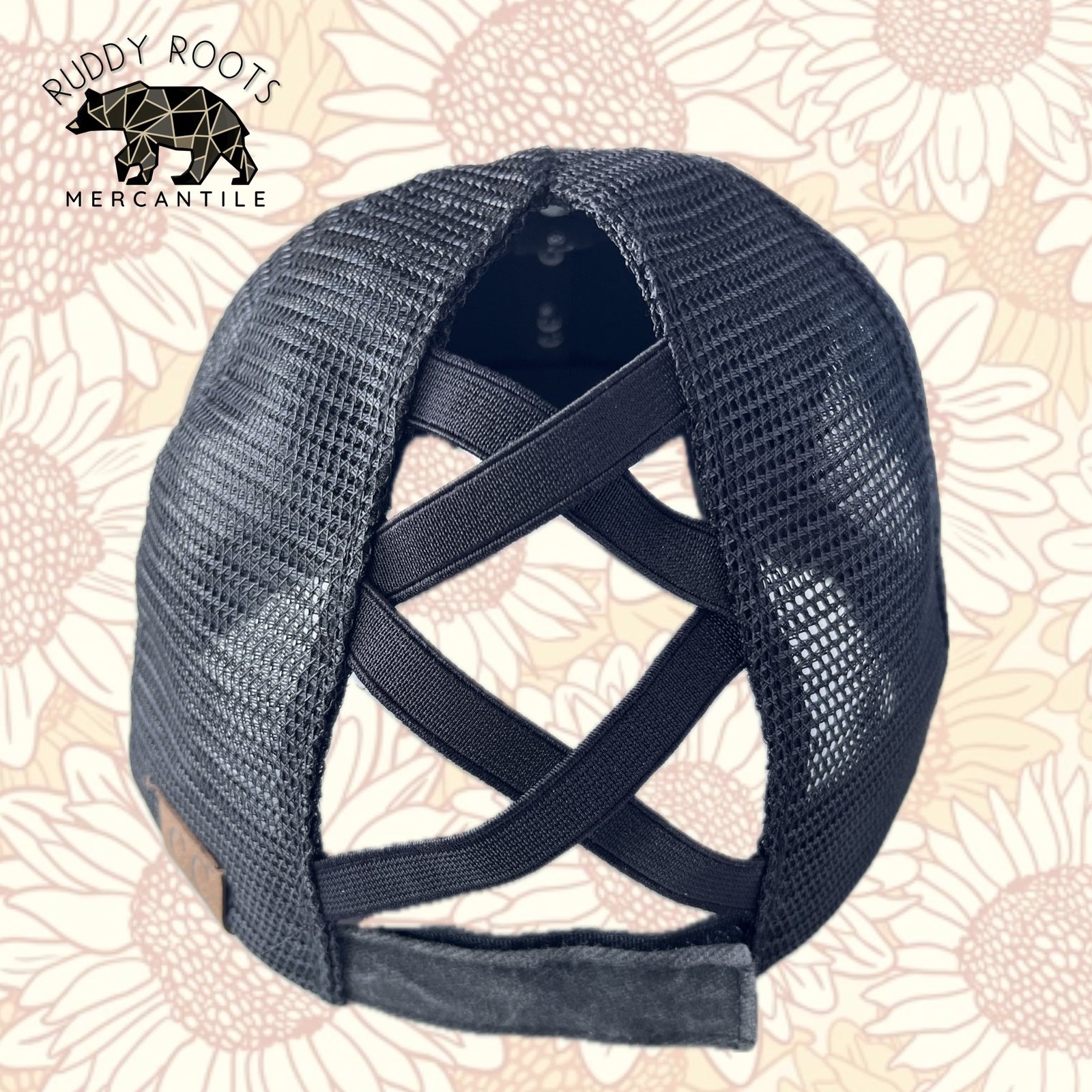 Sunflower Black/Black Leather Patch CC Ponytail Hat