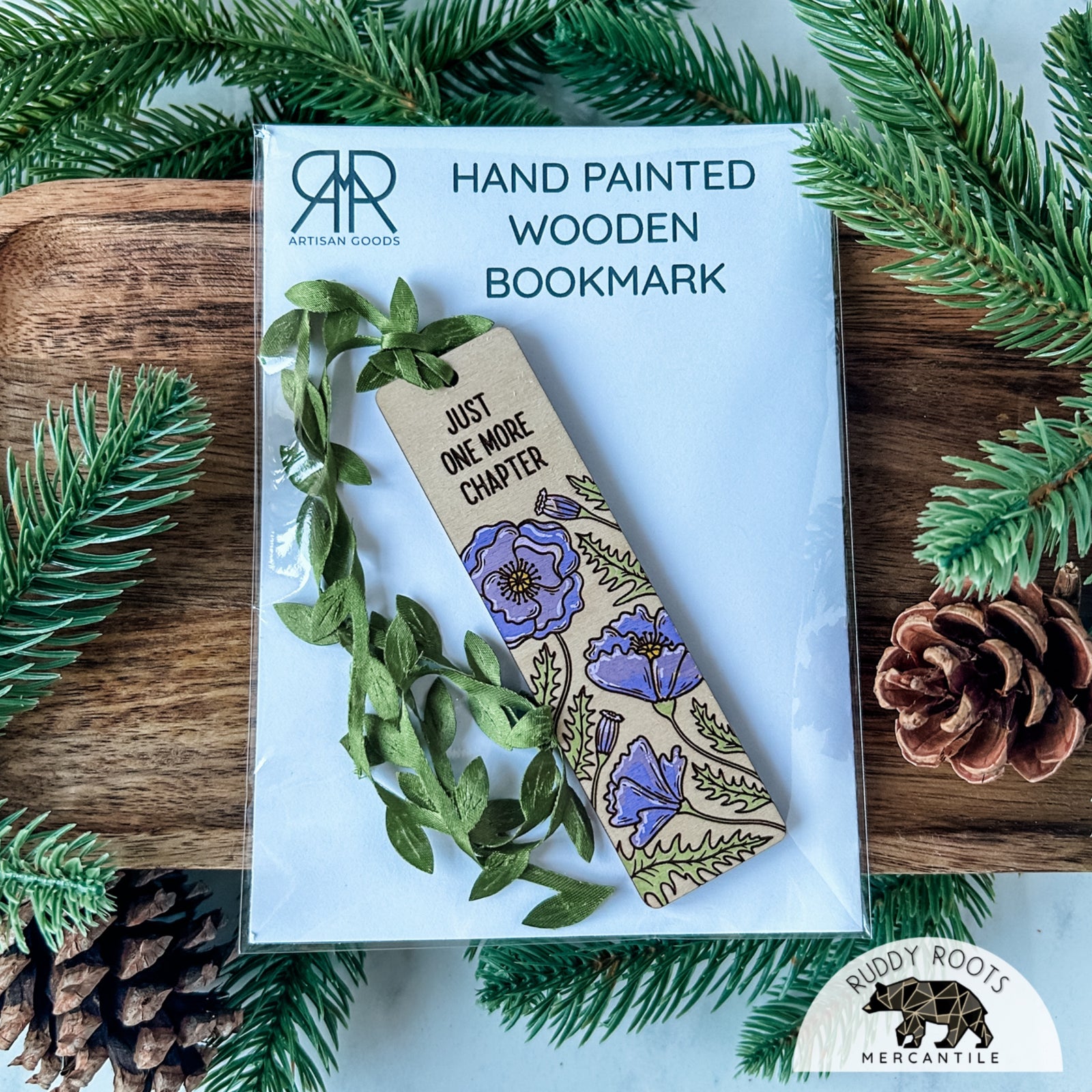 Hand-painted Purple Flower Wooden Bookmark