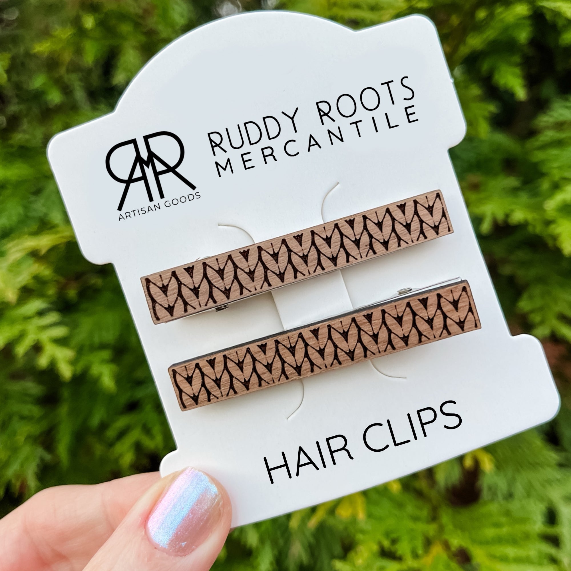 Woven Walnut Hair Clips