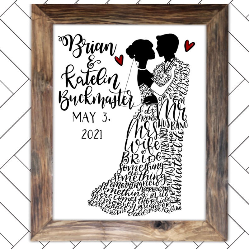 CUSTOM Bride and Groom Word Art